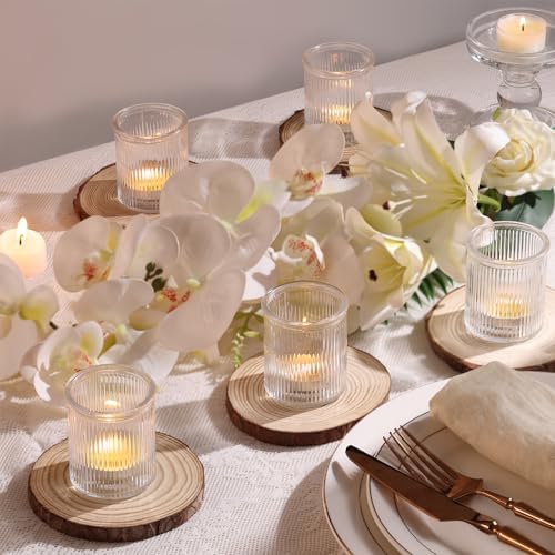 NITIME 32Pcs Ribbed Votive Candle Holders, Clear Tea Light Candle Holder for Wedding Table Decor, Glass Candle Holder for Bridal Shower Decor, Home and Holiday Decor - Image 6