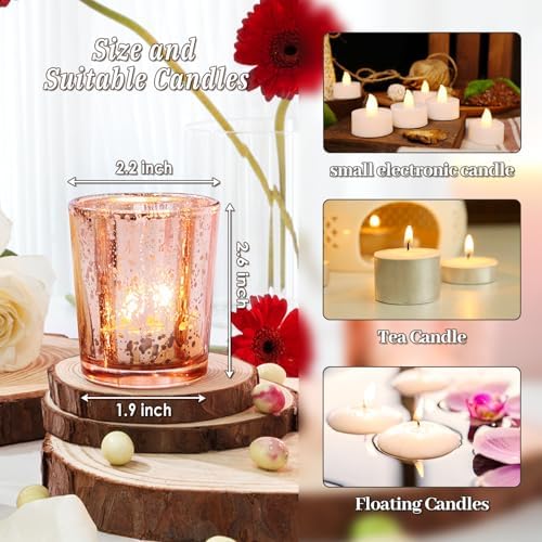 UPBUD Votive Candle Holders Set of 24, Speckled Mercury Rose Gold - Image 5