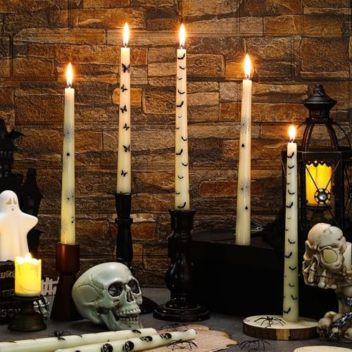 Nuanchu 12 Pcs Halloween Taper Candles 10.6 Inch Ghost Candle Sticks - Image 3