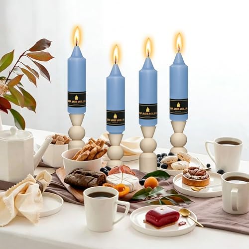 5 inch Short Taper Candle 4 Pack Handmade Dusty Blue Candles Unscented Pastel Candlesticks for Holiday Wedding Dinner Party Seasonal Celebration Birthday Home Decoration - Image 6