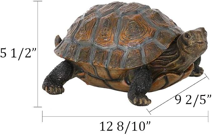 Danmu 1Pc of Polyresin Tortoise Statue 12 9/10" x 9 2/5" x 5 1/2" | Lifelike,Realistic,Vivid Color,Hand-Painted,Weather-Resistant,Great Details,Garden Statues,Outdoor Statues,Yard Statues