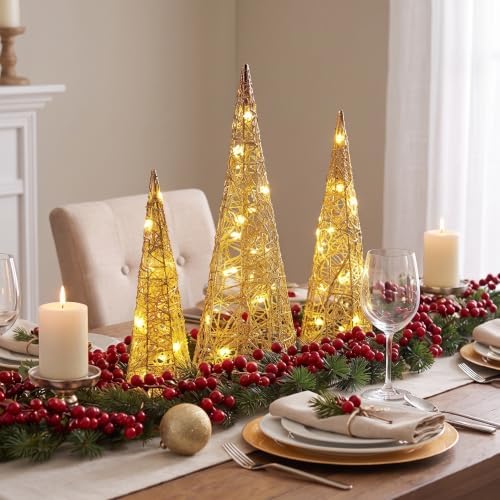 3 Pcs Tabletop Christmas Tree with Lights Christmas Centerpieces - Image 6