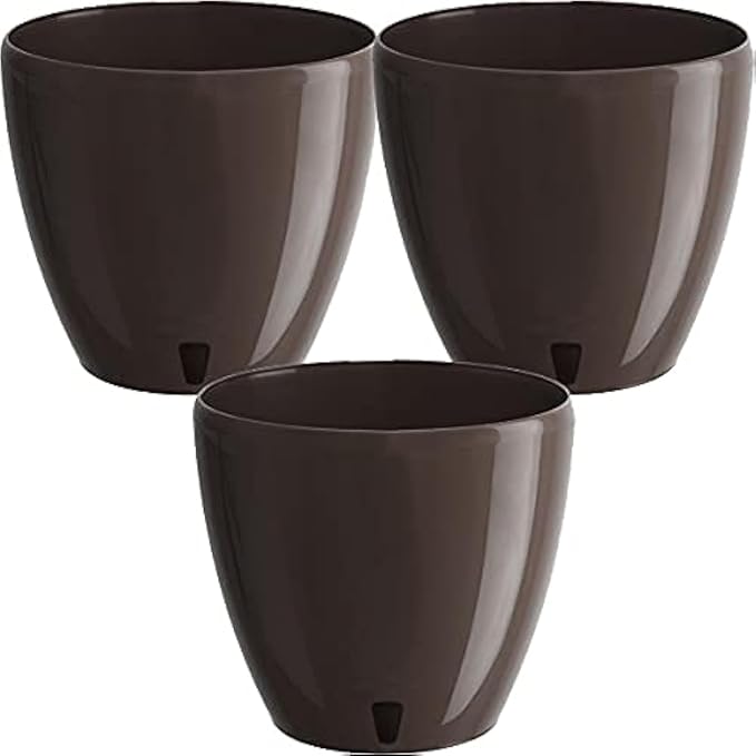 DECOPOTS - 3 Pack Self Watering Planter - Indoor Decorative Flower Pot with Drainage Cartridge and Water Level Indicator (5.5", Shade)