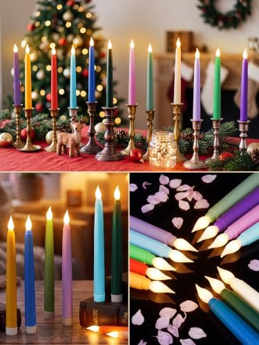 Treela Battery Operated LED Taper Candles,Basic,8 Inch,Pastel - Image 3