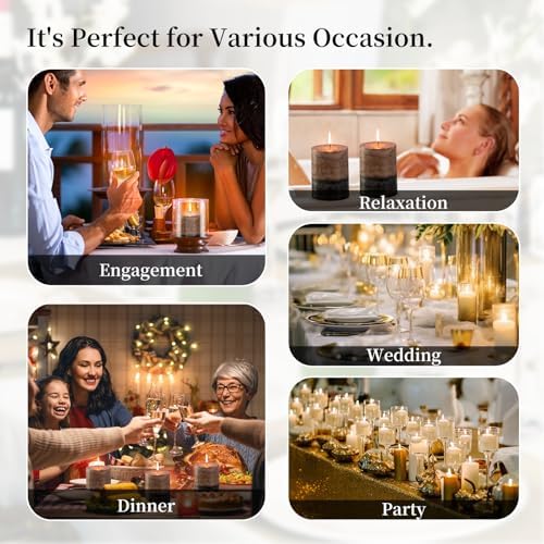 KONNI Layered Pillar Candles Set of 3, 3"x 4" Table Decor Coffee - Image 7