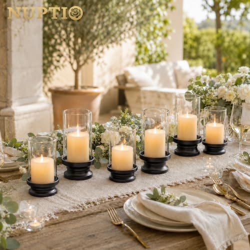 NUPTIO Hurricane Candle Holder for Pillar - Set of 2 Black - Image 2