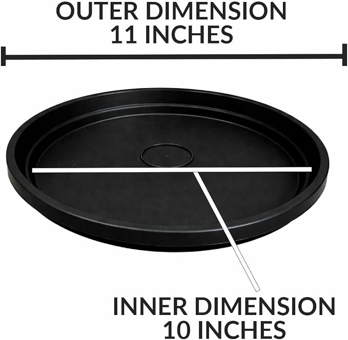 10 Inch Plant Pot Tray USA Made – Durable Plastic Flower Pot Saucer – Plant Water Catcher for Indoor Outdoor Garden (6, Midnight Black)