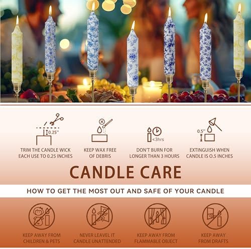7 inch Short Candle Floral Candle Sticks Printed Candlestick Handmade Unscented Taper Candle 4 Pack Sunflower Tapered Candles for Home Dinner Wedding Holiday - Image 5