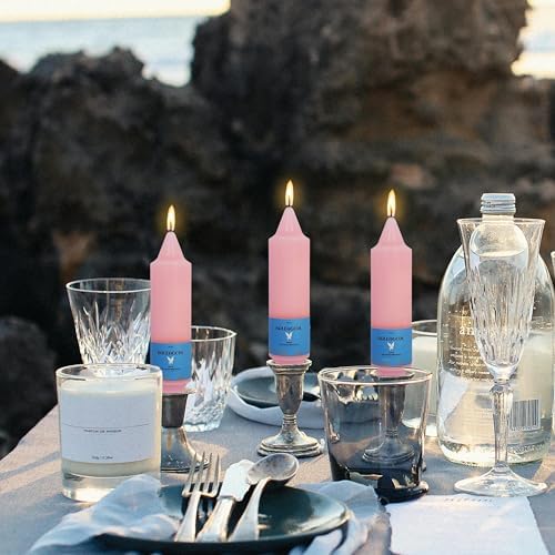Handmade Unscented Taper Candles Slow Burn Blush Pink Candle 5 Inch Short Candle Sticks Smokeless Unique Candlesticks for Weddings Gifts Home Decoration 4 Pcs - Image 6
