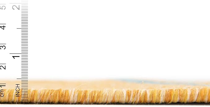 Unique Loom Outdoor Collection Area Rug - Anguilla (3' 3' Round, Yellow and Aqua/Light Blue)
