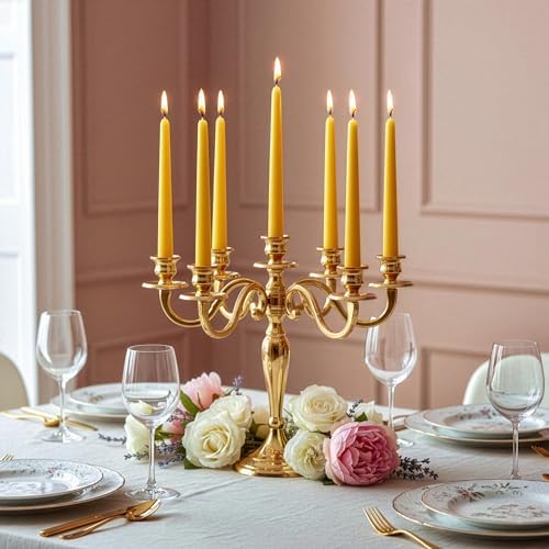 Royal Imports Unscented Taper Candles 12" Yellow 9HR Burn Time Set of 12 - Image 5