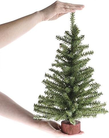 Small Artificial Canadian Pine Christmas Tree by Factory Direct Craft Mini 18 inch Artificial Pine Christmas Tree with Real Wood Base - Add to Holiday Décor and Decorations in Home or Office - Image 3