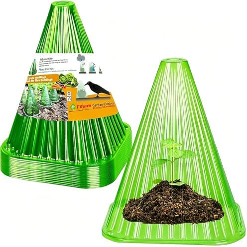 Fshow Garden Cloches,20 Pack Reusable Plant Bell Cover,Bell Jar Cloches for Protection Against Sun, Frost, Snails Etc. (Green) by Fshow