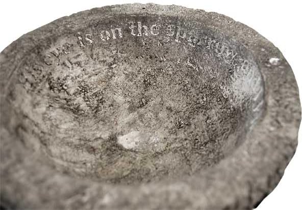 BestNest Athens Stonecasting “His Eye is on The Sparrow” Bird Bath – Pre-Aged Gray Concrete Outdoor Birdbath with Ivy Detailing & Bird Figures, Inspirational Garden Decor, Durable Hand-Cast Design