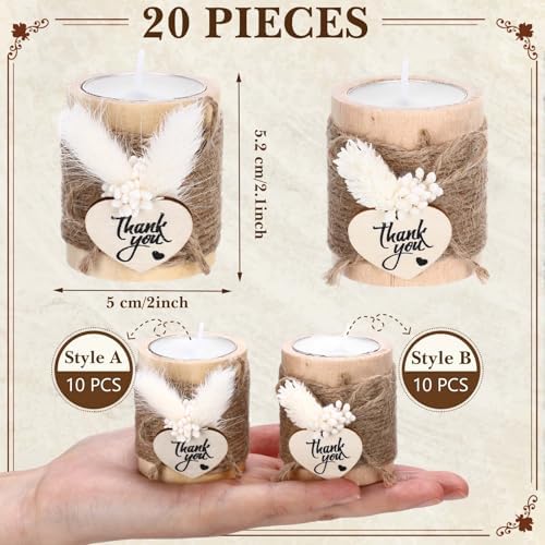 Mtlee 20 Sets Baptism Candle Favors for Guests, White1, Thank You - Image 2