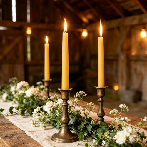 Beeswax Taper Candles,Pure Bees Wax Candle Sticks,8 Inch,12 Pack,Non-Toxic - Image 2