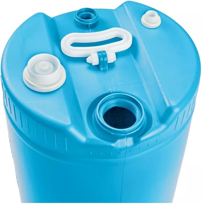 15 Gallon Drum | Tight Head Drum | Water Storage | Chemical Storage | 2" & 3/4" Fittings | Food Grade | BPA Free | HDPE |UN Rated | (Blue, 15 Gallons)