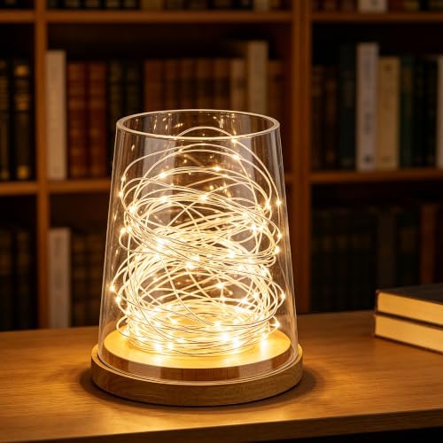 6" Wide Glass Hurricane Candle Holders with Handmade Sturdy Glass Sleeves and Natural Wood Base for Pillar Candle & Plants, Industrial, Farmhouse, Display Cloche Bell Jars, Table Centerpiece - Image 5