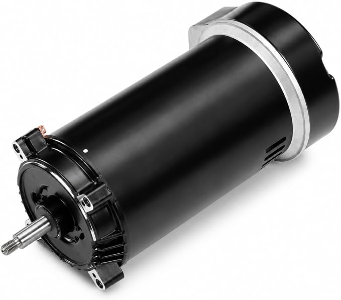 Century HST150 Pool Pump Motor 1.5HP 1.50THP 56J Round 3450RPM 115/230V | 1.5 HP nameplate, 1.00 service factor, 1.50 THP. 56J ROUND C-face flange, threaded shaft, 3450 RPM, 1-speed.