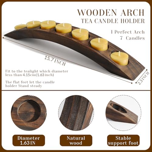 Wood Bridge Candle Stand, Tealight Arch Holder, 7 in 1 Tea Candle Holder - Image 2