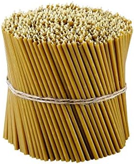Danilovo Pure Beeswax Candles - Honey-Scented, Decorative Thin Taper Candles - Ideal for Birthday Decoration or Church Prayers - Drip Free, Tall & Smokeless Pack of 100 pcs, 6.3 x 0.2 inch by Danilovo