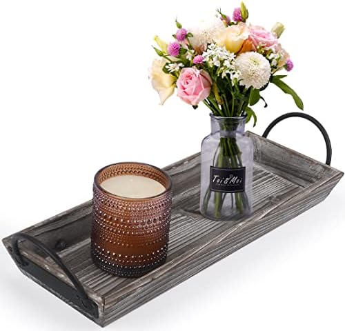 Vintage Wood Candle Tray, Metal Handles, Farmhouse Centerpiece, Home Decor by Aglary