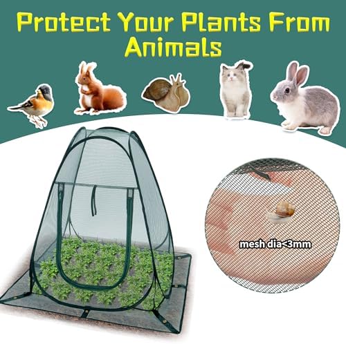 Pop up Garden Netting Cover Plant Guard Cover with 8 Stakes Bird Plant Tent Protector for Vegetables Fruits Flowers (1, 36 * 36 * 39 inch) - Image 4