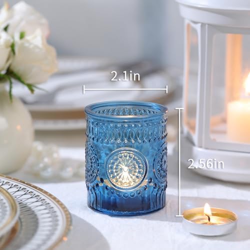 Lanttu 12 Pcs Blue Votive Candle Holder 2.1"x2.56" Tealight Candle Holders - Image 2