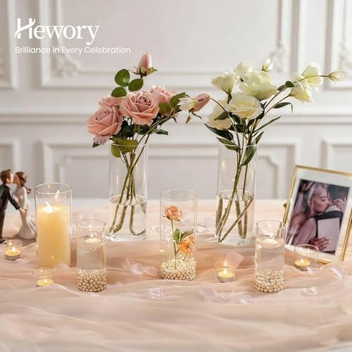 Hewory Hurricane Glass Candle Holders: 6 PCS Clear Hurricane Vase, 3 Sizes - Image 6