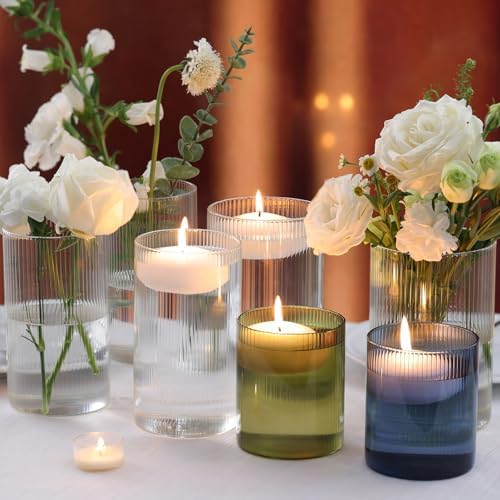 Glass Cylinder Vases for Centerpieces - 4 Inch Small Flower Vase for Wedding Decorations, Clear Glass Flower Vases Floating Candle Holder for Table Centerpiece Wedding Home Decor (6 Pack) - Image 5