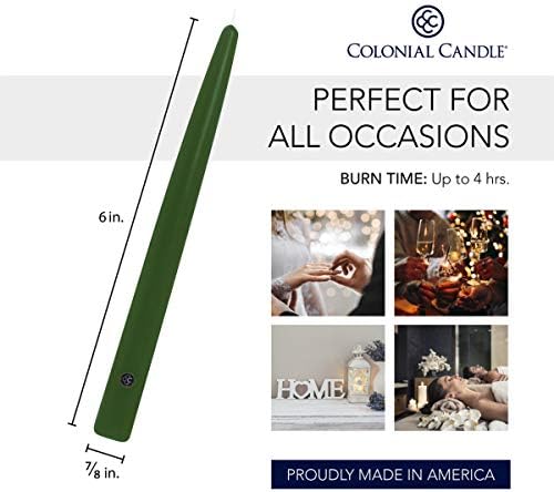 Colonial Candle Unscented Taper Candle, Handipt Collection, Evergreen, 6 in, Pack of 12 - Up to 4 Hours Burn - Image 3