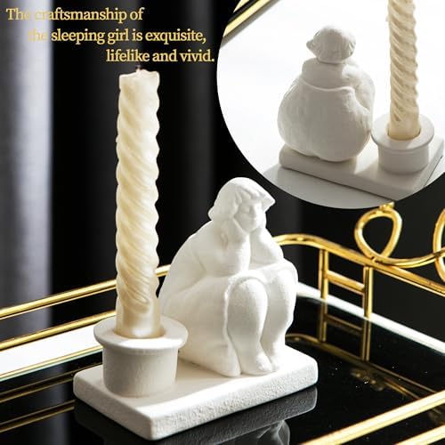 White Candle Holder, Handmade Ceramic Girl Candlestick Holders, Taper Candlelight Stand for Home Decor, Table Centerpiece and Coffee Table Decor - Image 6