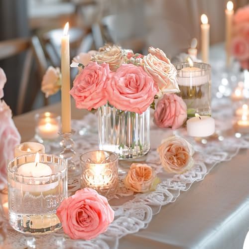 ComSaf Small Glass Cylinder Vases 6 Pcs 3.9 Inch, Clear Ribbed Flower Vases - Image 6