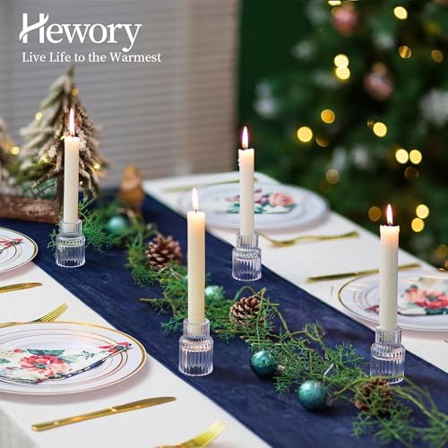 Hewory Taper Candle Holders Bulk, 10PCS Clear Glass Candlestick Holders - Image 2