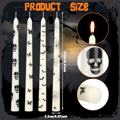 Nuanchu 12 Pcs Halloween Taper Candles 10.6 Inch Ghost Candle Sticks - Image 2