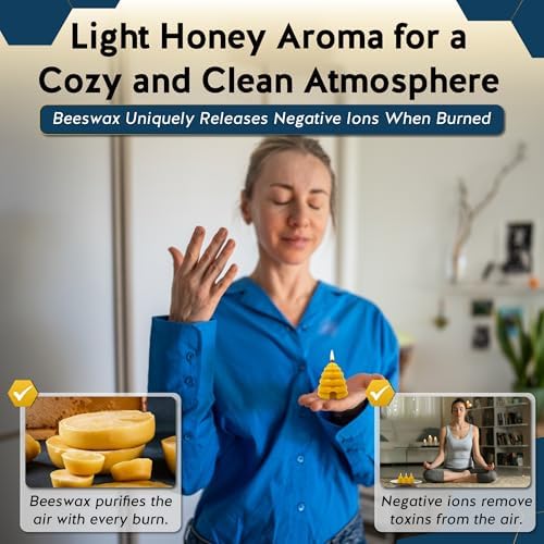 Alternative Imagination Beehive Votive Candles - 4 Pack of Hand Poured Pure Beeswax Candles with Cotton Wicks - Unscented, Non-Toxic, Eco-Conscious Bee Decor and Natural Gifts for Home or Events - Image 4