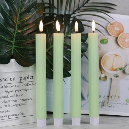 Wondise Green Flameless Flickering Taper Candles with Remote and Timer - Image 4