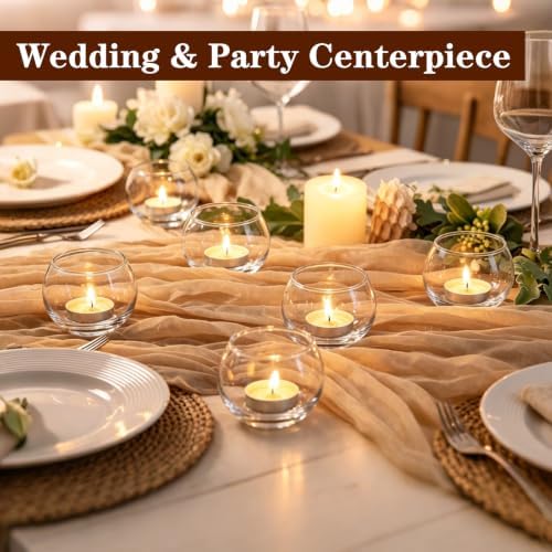 PINIWON 40pcs Clear Glass Round Votive Candle Holders, 2''×2'' - Image 4