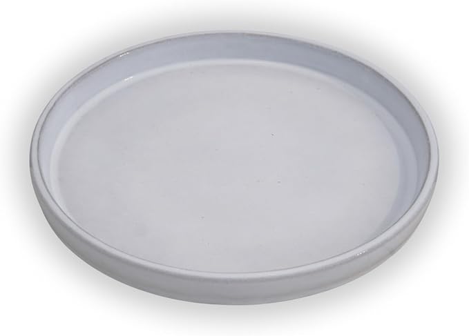 19.5 Inch Plant Saucer (Ceramic) - Round White Flower Pot Tray - Handcrafted, Durable Planter Base