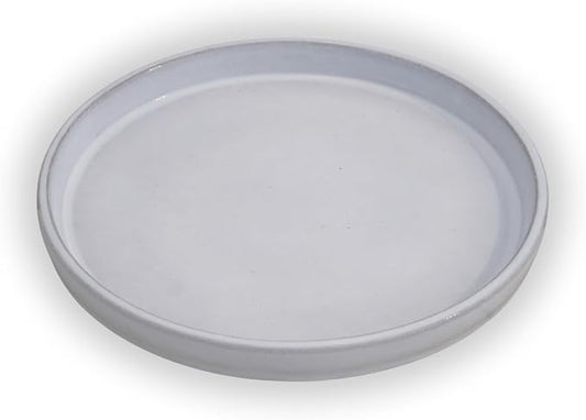 Ceramic 17.5 Inch Plant Saucers (Pack of 2) - Round White Flower Pot Trays - Handcrafted, Durable Planter Bases