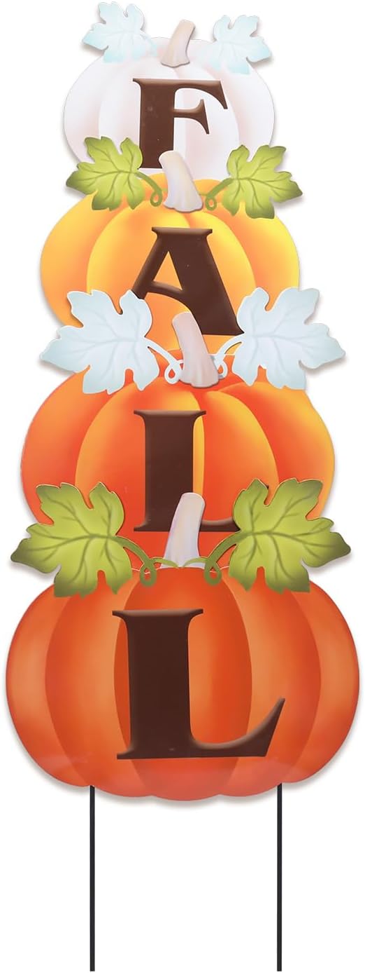 Fall Yard Decor Outdoor Autumn Harvest Pumpkins Stakes Pumpkin Patch Sign with Stakes Fall Thanksgiving Decoration for Home Outside Lawn Garden Holiday Decor