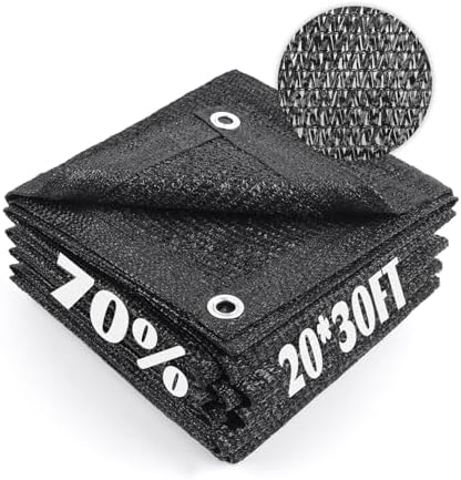 Sun Shade Cloth with Grommets for Garden, 70% 20x30ft, Black by CoolArea