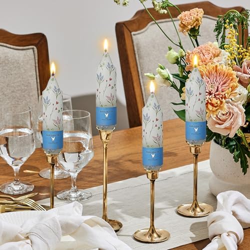 Print Taper Candles - Mixed Floral Print Short Candle 5Inch Unscented Flower Tapered Candlesticks for Family Gatherings Weddings Restaurant Holiday Decorations Set of 4 - Image 4