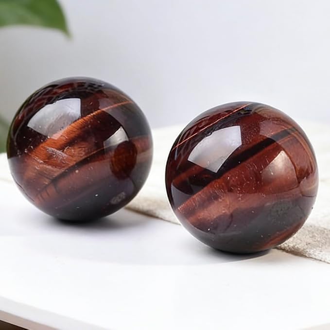 2.4-2.8 inch Natural Red Tiger Eye Crystal Ball with Stand, Hand Polished Quartz Massage Sphere, Reiki Healing Gemstone Ball, Feng Shui Room Desktop Decorative Rock Orb