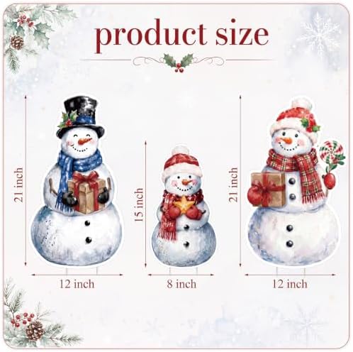 RattanView 3 Pcs Christmas Solar Decorations Outdoor Snowman Yard Stakes - Image 2