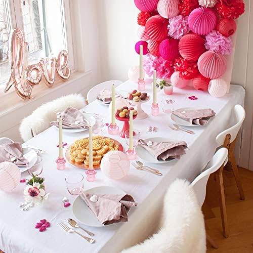 Vixdonos Pink Candlestick Holders Set of 3 Glass Candle Holders for Taper Candles,Pillar Candles and Tealight Candles - Image 5