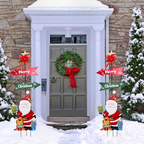 Christmas Decorations Outdoor Yards Signs, 47" Metal Xmas Santa Claus Signs - Image 4