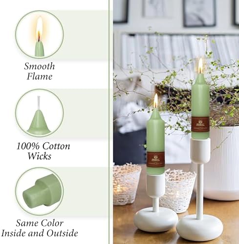 Green Short Taper Candle Candle Sticks, 5 Inch Mini Pillar Candles Small Taper Candles, 4PCS Handmade Unscenteds Candlesticks for Festive, Party, Spell, Wedding, Home Decor - Image 3