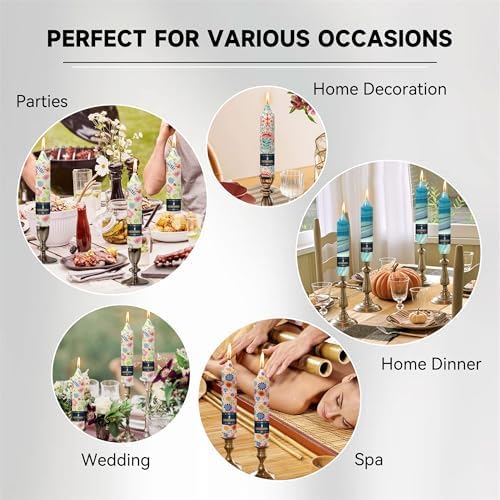 Printed Taper Candle Dripless Candlesticks - Gedengni 4pcs Cute Flower Handmade Candles Short Candle Sticks 7inches Floral Tapered Candles for Home Party Wedding Dinner,18-CUTFLW - Image 6