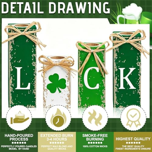 MTLEE 4 Pcs Wooden Tealight Holders, Irish Style Valentine Table Decor - Image 5
